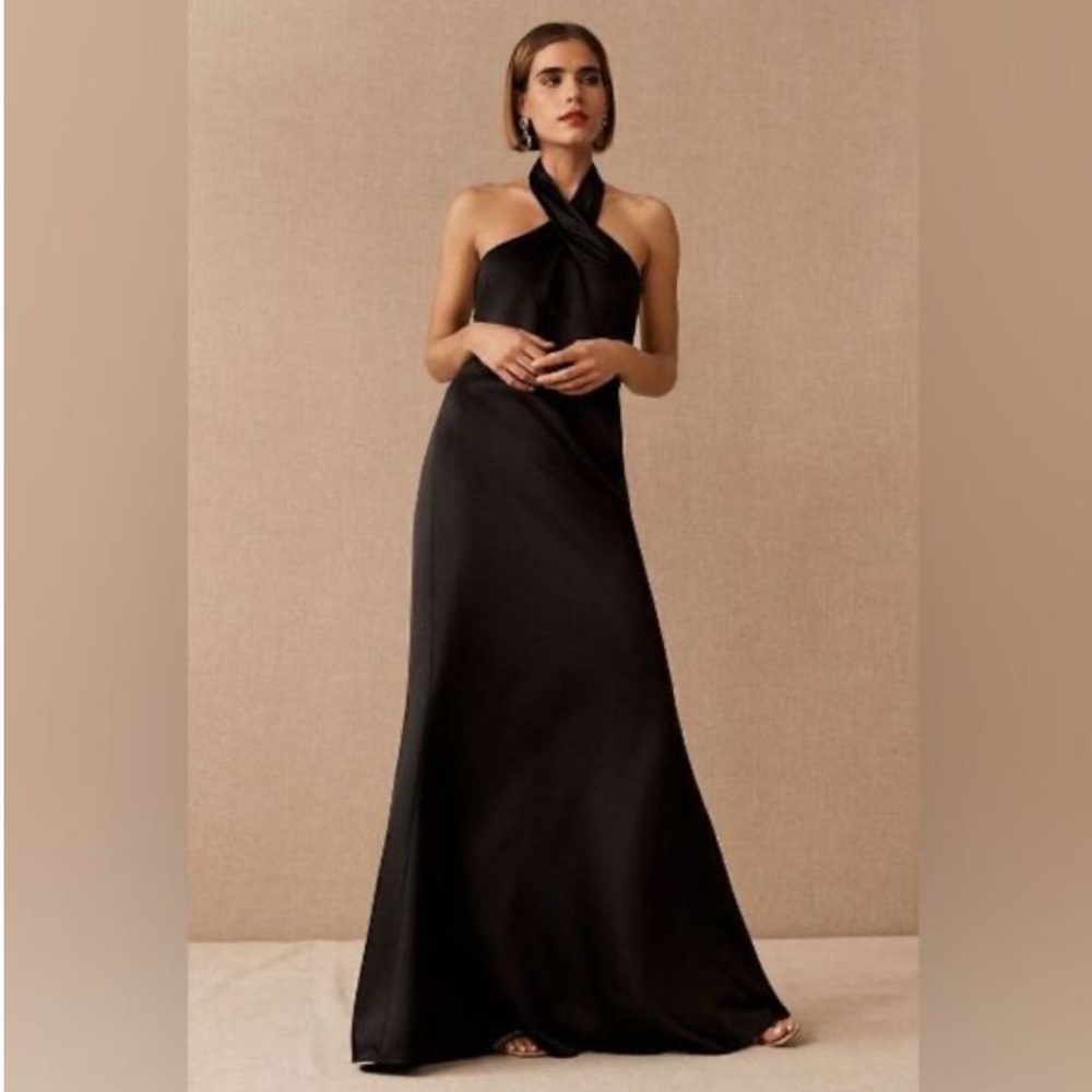 BHLDN Ruby Satin Charmeuse Halter Dress
